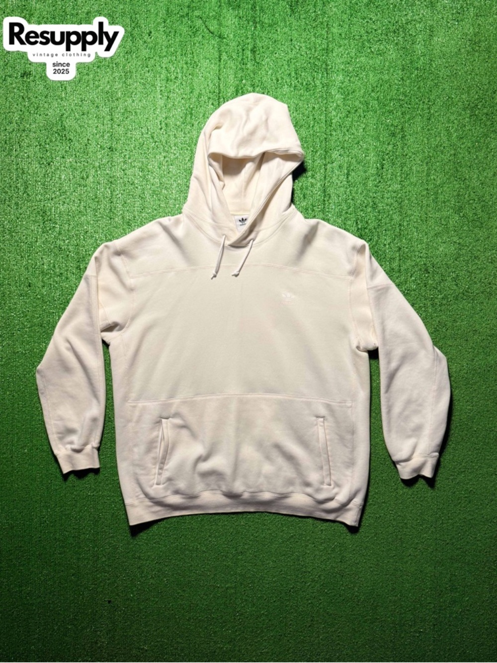 Adidas Cream Pullover Hoodie with Kangaroo Pocket